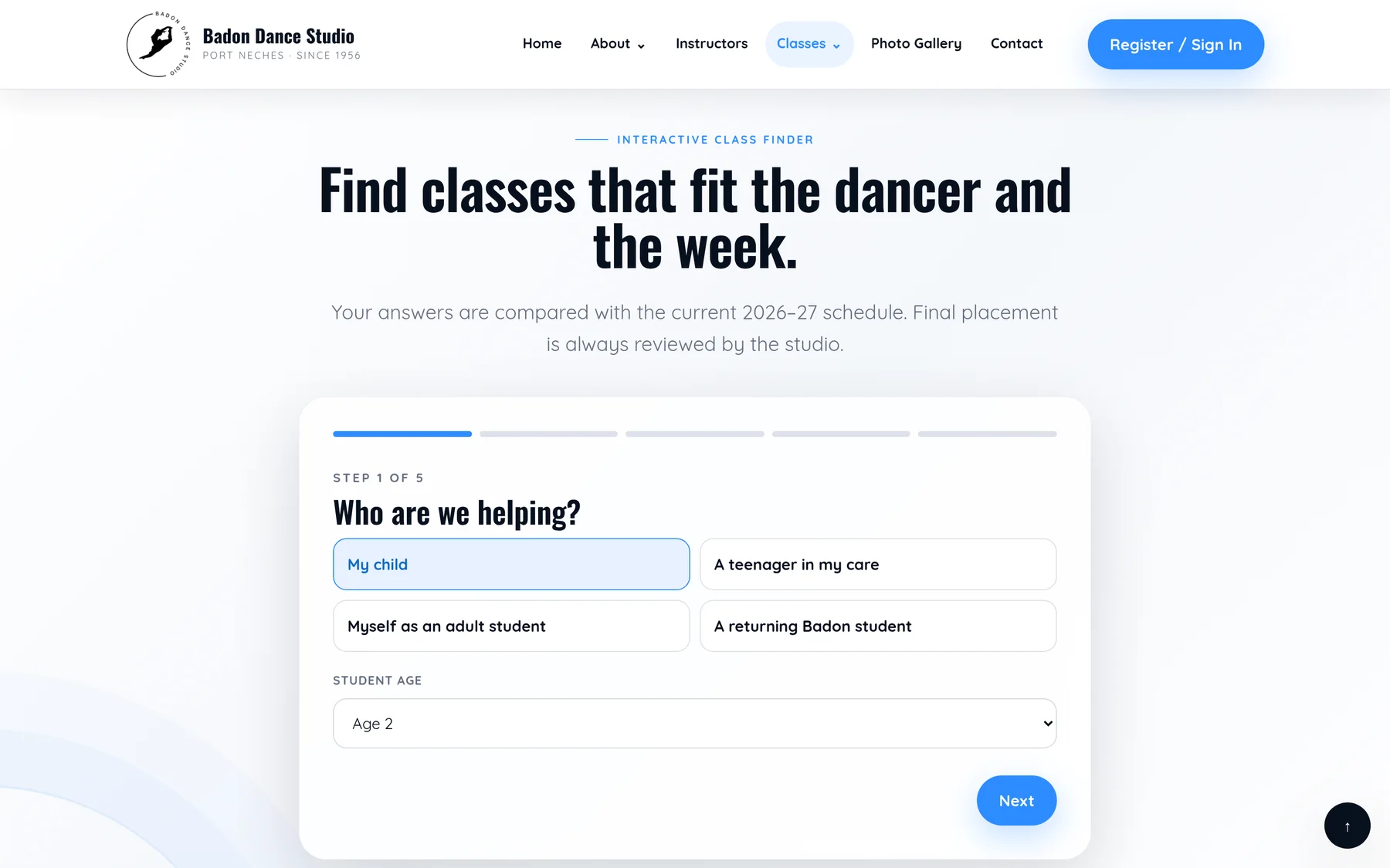 Badon Dance Studio Class Finder