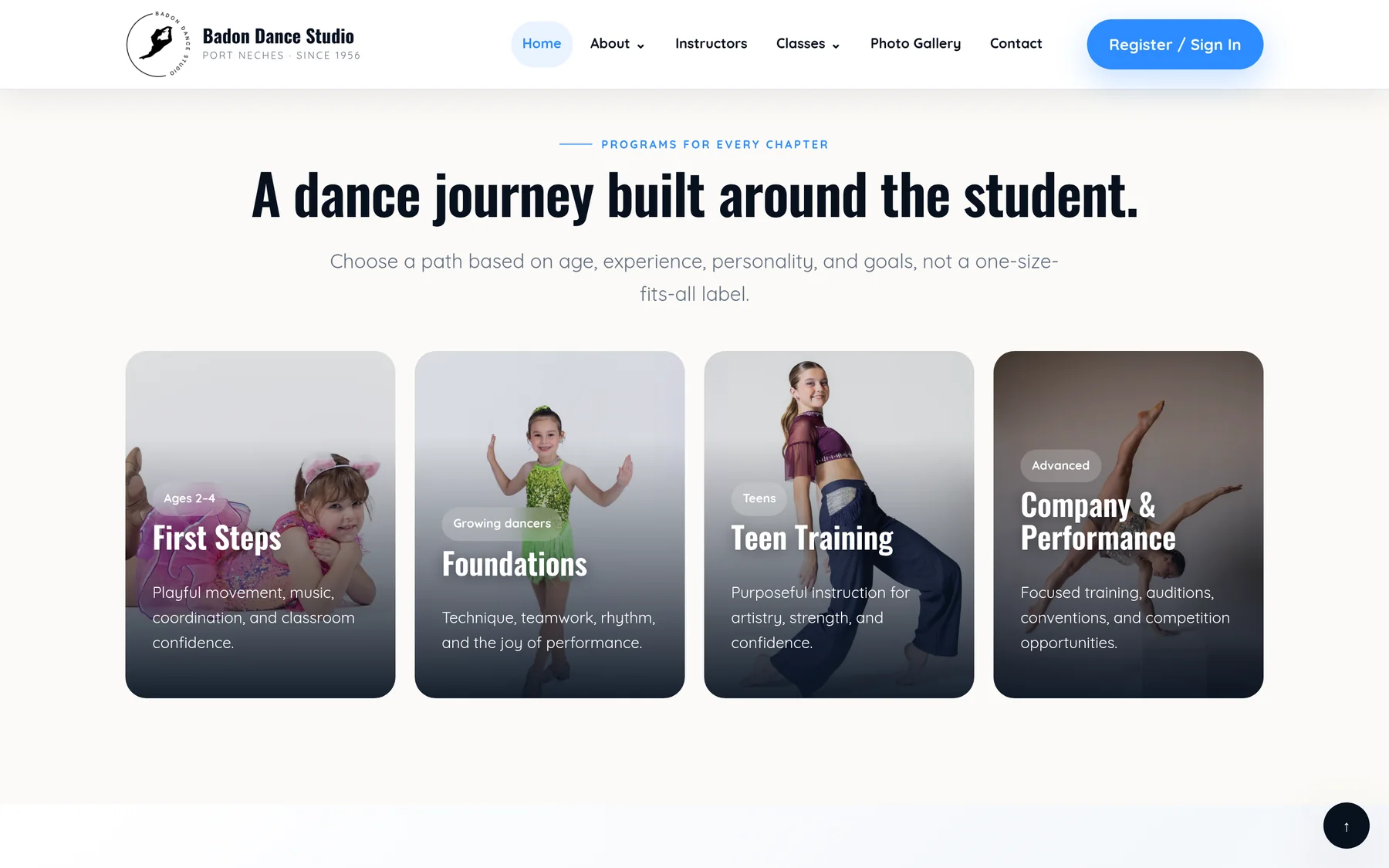 Badon Dance Studio programs section