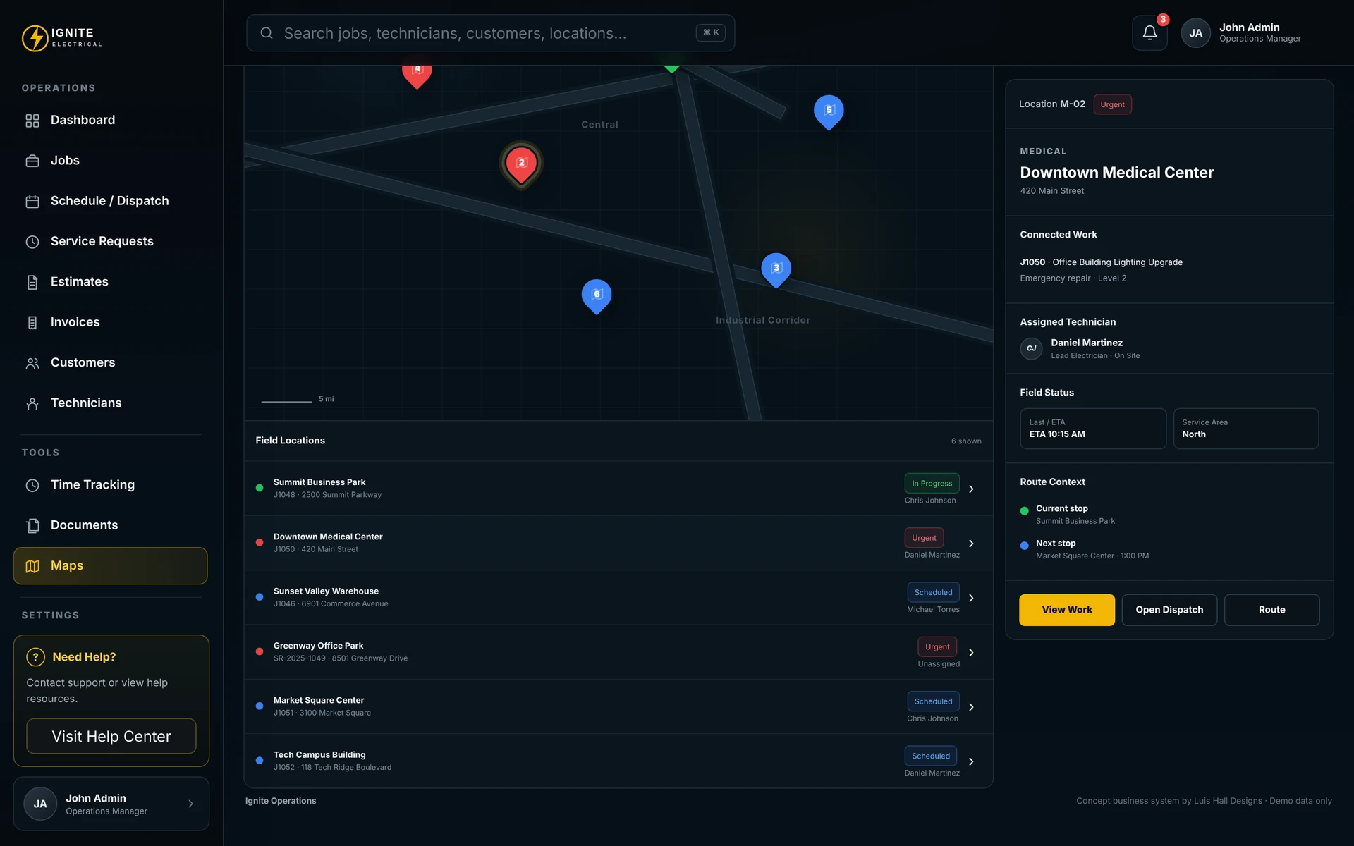 Ignite Operations maps tool